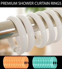 12 Piece Premium Plastic Shower Curtain Hooks Rings Round 2.3