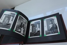 Vintage Photographs Scrapbook Includes Many Black & White Photo Snapshots Red picture