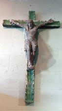 COLONIAL ANTIQUE -LARGE WOODEN HANDMADE CRUCIFIX-  picture