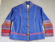 NWT Coldwater Creek Stripe Sleeve Women’s Wool Cardigan Sweater Sz 2X - READ picture