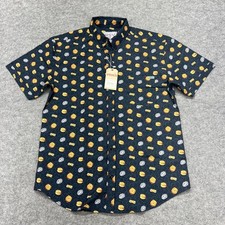 RSVLTS Shirt Mens Large Blue KUNUFLEX Little Things BEC Breakfast Print Bagels picture