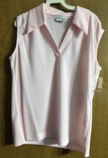 Vintage 1970s Baby pink golf Tank Wife lapel Dead stock NWT Polyester picture