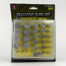 SE 50 pc Assorted Diamond Wheel Burr Set Rotary Bit 1/8” Shaft 600 Grit picture