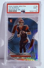2020 PANINI SPECTRA  JOE BURROW #136 NEON BLUE DIE CUT  # 18/50 PSA 9 Rookie picture
