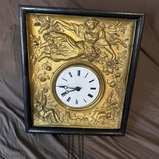 Antique German Black Forest clock wood and plastic or tin, not working picture