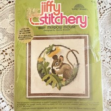 Vintage 1979 Jiffy Stitchery Baby Meadow Mouse #519 Sunset Designs NOS 5x5 Kit picture