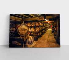 Laphroaig Scotch Whiskey Barrels Bar Lounge Wall Art Decor Framed Canvas Print picture