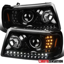 Fit 2001-2011 Ford Ranger Slick Black LED Strip Projector Headlights Lamps 01-11 picture