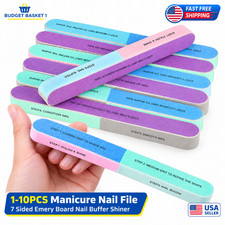 1-10Pcs Manicure Nail File 7 Sided Emery Board Sanding Buffer Shiner File Beauty picture