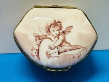 Vintage Authentic Signed Limoges Paint France Numbered Angel Trinket Pill Box picture