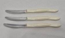 Lot Of 3 Vintage Cutco 1759 JE Pearl White Ivory Serrated Table Knives picture