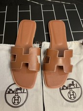 Hermes Oran Slip-On Sandals Women Size EU 38/US 8 Brown picture