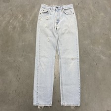 Vintage Levi’s 505 Orange Tab Jeans Mens Actual 28x30.5 Blue Distressed USA Made picture