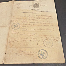 1856 French Crimean War Document Jean Louis Mousette Sevastopol Medal picture