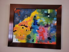 ABSTRACT ART ON CANVAS Original Acrylic Painting Wall Art Signed Colorful Framed picture