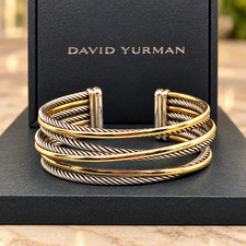 David Yurman Crossover Cuff Bracelet 18K Yellow Gold Sterling Silver Medium picture