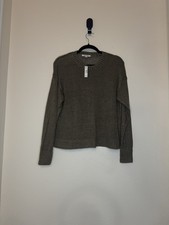 Madewell 100% Linen Crewneck Sweater Olive Green Size S NWT picture