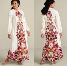 SOFT SURROUNDINGS Paulette Shirt Dress Sz 1X Maxi Long Floral Print Autumn Gown picture
