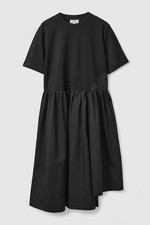 COS Contrast-Panel Midi T-Shirt Dress | Black | Small picture