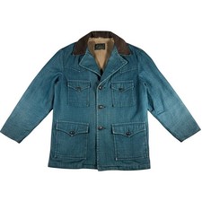 Vintage Wrangler Blue Denim Ranch Coat Sherpa Lined Jacket Corduroy Collar Sz XL picture