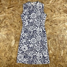 DSWT Vintage 70s John Abbott Sleeveless Floral Navy White Dress Womens Size 7/8 picture