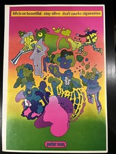 Peter Max Life Is Beautiful Don’t Smoke Cigarettes 11x16 Original poster 1970 picture