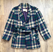 Vintage 60s-70s Pendleton Plaid Wool Tie-Belt Lined Jacket Pockets Womens  picture
