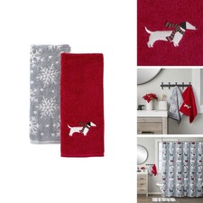SKL Home Dachshunds Hand Towel 2pc Set Red/Gray picture