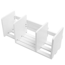 Expandable Wood Desktop Bookshelf / Adjustable Storage Organizer Rack, White picture