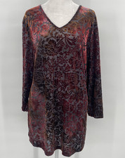 Vintage Y2K Susan Lawrence Top Womens 1X Sheer Velvet Burnout Boho Dark Fairy picture