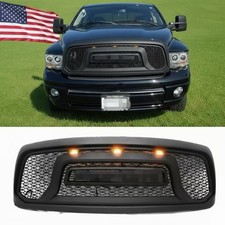 For 2002-2005 Dodge Ram 1500 Front Grille Grill Bumper Hood Mesh W/Letters & LED picture