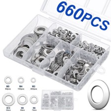 660PCS 304 Stainless Steel Washers Flat Washer Assortment Set Value Kit w/ Case picture