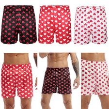US Men's Soft Boxer Shorts Love Heart Printed Lightweight Loose Shorts Underwear picture