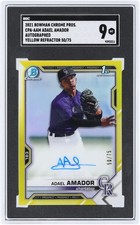 Adael Amador Rockies Signed 2021 Bowman Chrome Prospect CPA-AAM 50/75 SGC 9 Card picture