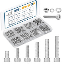 288 PCS M5 Screws Assortment Kit, 304 Stainless Steel M5 Bolts Kit, M5X picture