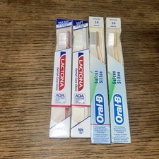 Lot Of 4 Vintage NOS Toothbrushes 2 Lactona M 39 4 Row 2 Oral B Sulcus 10 Angle picture