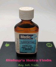 Vtg Pure Gum Spirits of Turpentine Medic Brand Glass Bottle 2 Oz. 1960s. NOS picture
