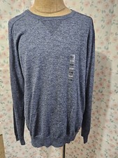 SONOMA, MEN'S NEW BLLUE COTTON BL LONG SLEEVE CREW NECK HEATHERED SWEATER SZ XXL picture