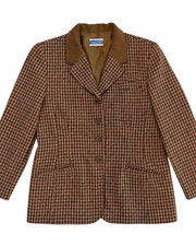 Vintage Pendleton Knockabouts Wool Houndstooth Blazer Brown Tweed Brushed Collar picture