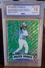 2019 Leaf Draft Prized Rookie Wander Franco Prismatic Wave Green #'d 4/5 CCG 10 picture