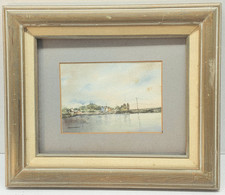 Vintage Barnhart Signed Coastal Landscape Watercolor Painting Framed Art picture
