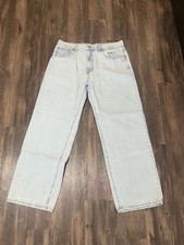 PacSun Men's Baggy Straight Light Wash Denim Jeans Light Blue 5-Pocket picture