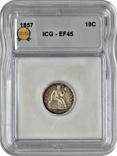 1857 Seated Liberty Dime 10C ICG EF45 Extra Fine picture
