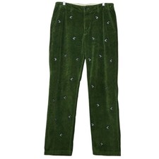 J.Crew Men's 32x34 Vintage 2005 Corduroy Critter Pants Golfing Penguin Green picture