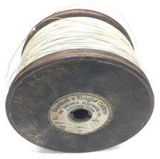 Large Antique Wooden Spool Enamel Cotton Wire Size 26 Ansonia Electrical 10lbs picture