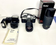 Vintage Canon AE-1 35mm Camera Lot Lenses Flash Bag Tested Working picture