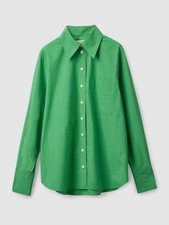 COS Shirt Top Button Up Green Relaxed Fit Cotton Size 14 picture