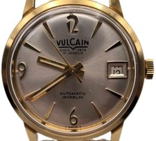 Vintage Vulcain Automatic 17J Incabloc Date Swiss Men's Watch Gold Filled Band picture