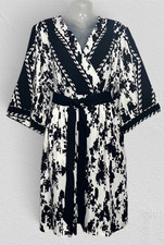 Cabi X-Factor Faux Wrap Dress Womens S Black Off White Floral Geometric NWOT picture