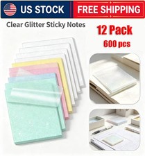 600 Sheets Colored Transparent Sticky Notes 3x3 Inch Pastel Translucent 12 Pads picture
